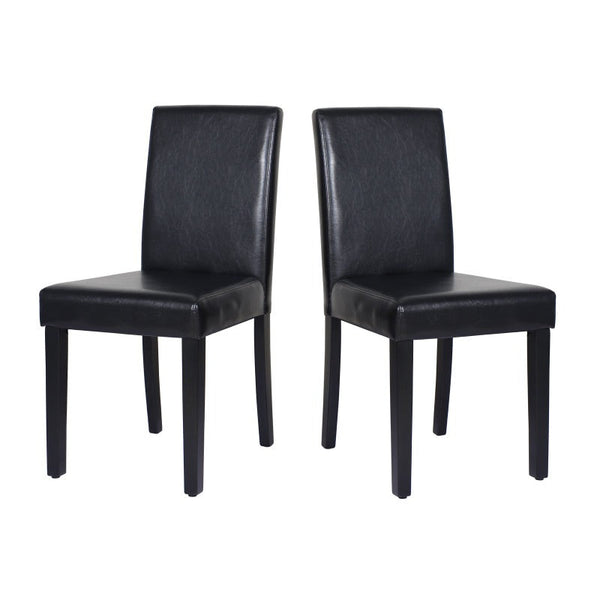 Melbournians Furniture 2X Frame Black Leatherette With Solid Pine Legs Dining Chairs