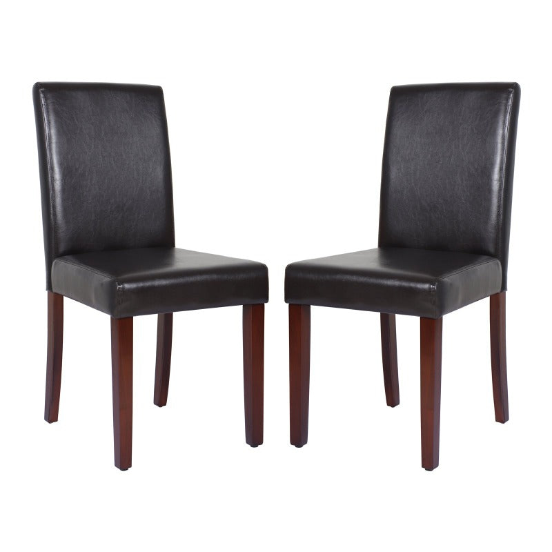 Melbournians Furniture 2X Frame Brown Leatherette With Solid Pine Legs Dining Chairs