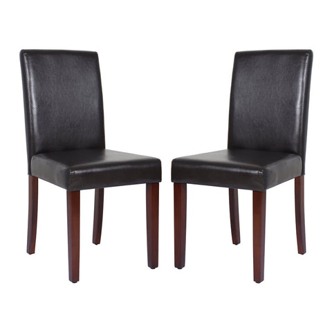 Melbournians Furniture 2X Frame Brown Leatherette With Solid Pine Legs Dining Chairs