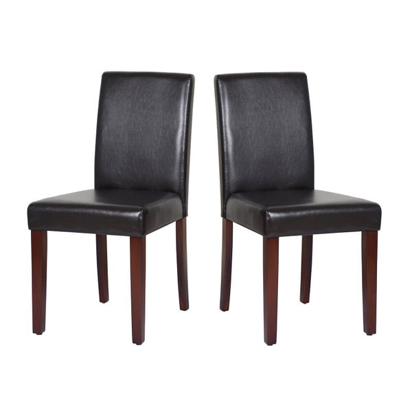 Melbournians Furniture 2X Frame Brown Leatherette With Solid Pine Legs Dining Chairs