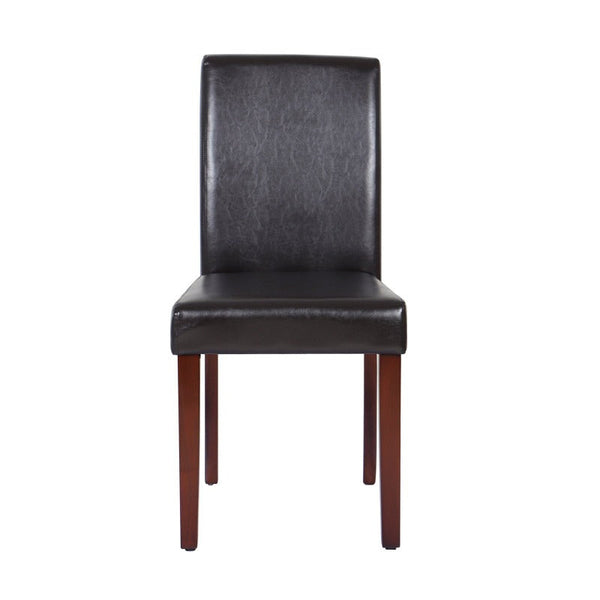 Melbournians Furniture 2X Frame Brown Leatherette With Solid Pine Legs Dining Chairs