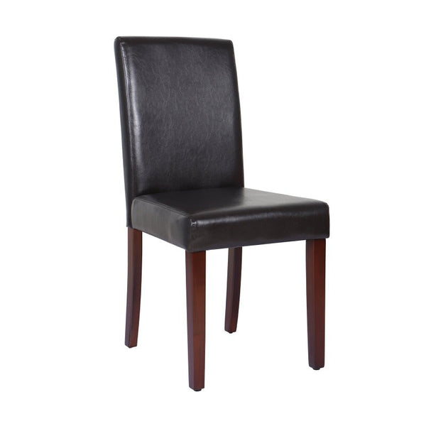 Melbournians Furniture 2X Frame Brown Leatherette With Solid Pine Legs Dining Chairs