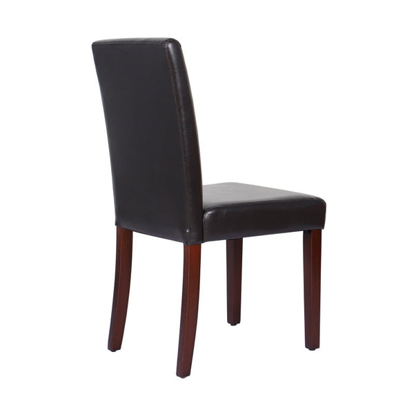 Melbournians Furniture 2X Frame Brown Leatherette With Solid Pine Legs Dining Chairs