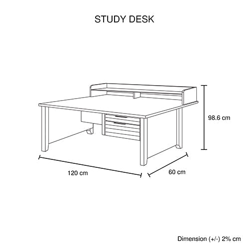 Study Desk With 2 Drawers Natural Wood Like Mdf Office Table