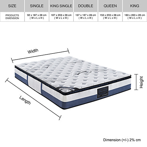 King Mattress Latex Pillow Top Pocket Spring Foam Medium Firm Mattresses