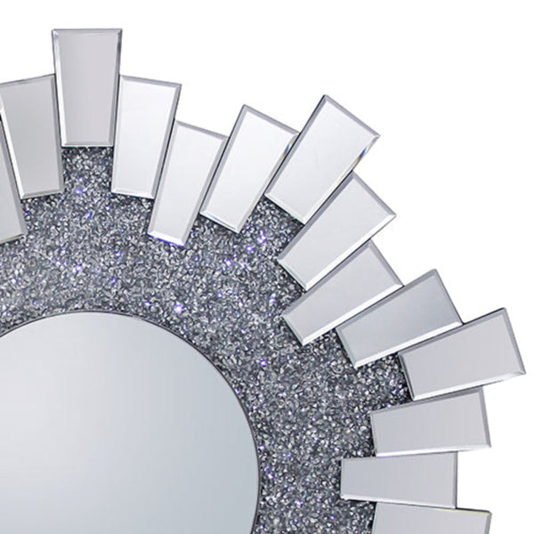 Melbournians Furniture Wall Mirror Sparkling Crush Crystal Mdf Silver And Grey Mrr 06 Mirrors