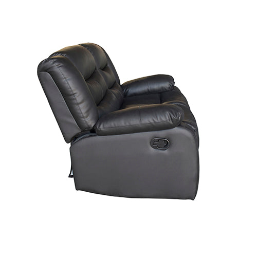 2 Seater Recliner Sofa In Faux Leather Lounge Couch Black