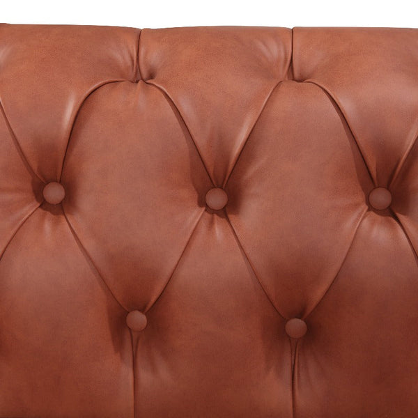 2 Seater Brown Sofa Lounge Chesterfireld Style Button Tufted In Faux Leather