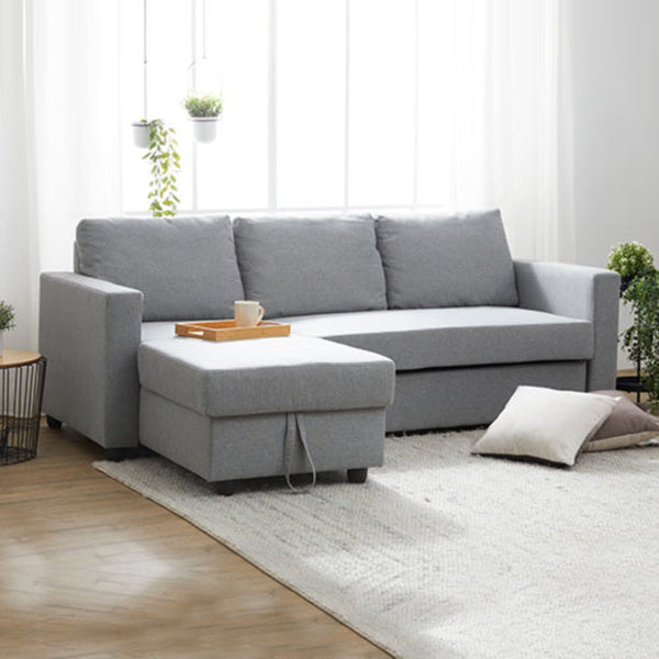 Melbournians Furniture Murry 2 Seater Sofa Bed With Pull Out Storage Corner Lounge Set In Grey Chaise Sofa Beds
