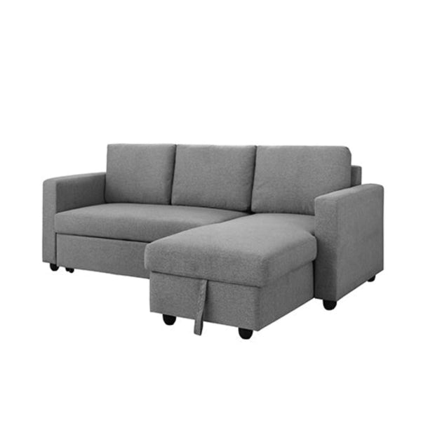 Melbournians Furniture Murry 2 Seater Sofa Bed With Pull Out Storage Corner Lounge Set In Grey Chaise Sofa Beds