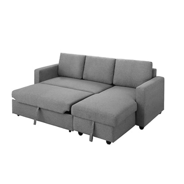 Melbournians Furniture Murry 2 Seater Sofa Bed With Pull Out Storage Corner Lounge Set In Grey Chaise Sofa Beds