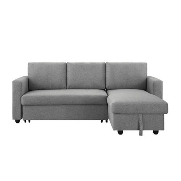 Melbournians Furniture Murry 2 Seater Sofa Bed With Pull Out Storage Corner Lounge Set In Grey Chaise Sofa Beds