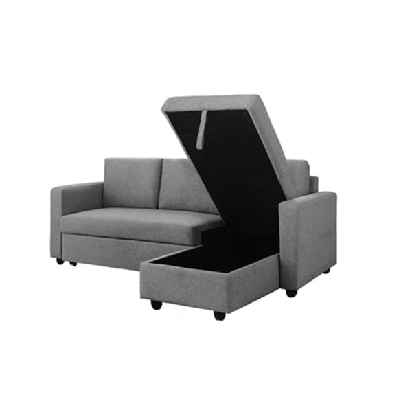 Melbournians Furniture Murry 2 Seater Sofa Bed With Pull Out Storage Corner Lounge Set In Grey Chaise Sofa Beds