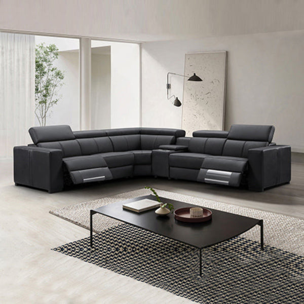 Melbournians Furniture Washington Genuine Leather 6 Seater Corner Sofa With 2 Electric Recliners And Reversible Console Sofas Armchairs & Couches