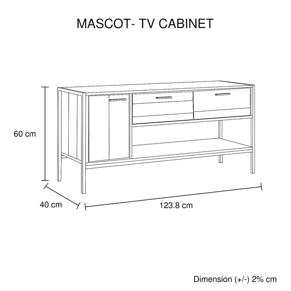 Tv Cabinet With 2 Storage Drawers Natural Wood Like Particle Board Entertainment Unit In Oak Colour