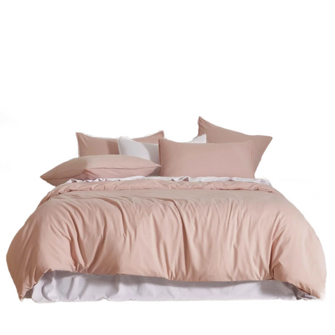 Cleverpolly Washed Microfibre Quilt Cover Set (Pink Queen) Quilt Covers