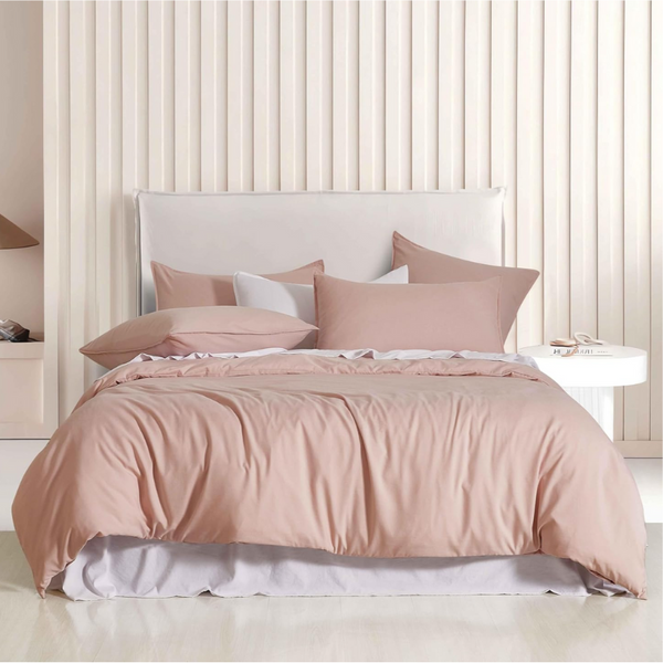 Cleverpolly Washed Microfibre Quilt Cover Set (Pink Queen) Quilt Covers