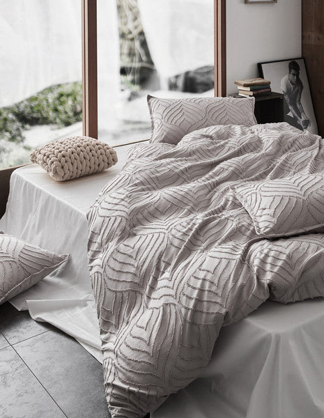 Cleverpolly Tufted Ultra Soft Microfiber Quilt Cover Set Single Quilt Covers