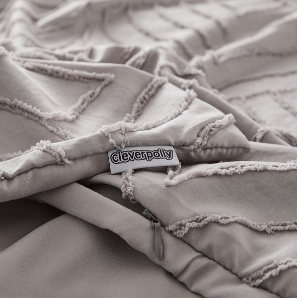 Cleverpolly Tufted Ultra Soft Microfiber Quilt Cover Set Single Quilt Covers