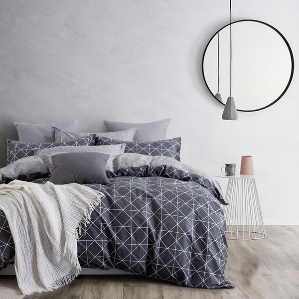 Gioia Casa Manhattan 100% Cotton Reversible Quilt Cover Set King Size Quilt Covers