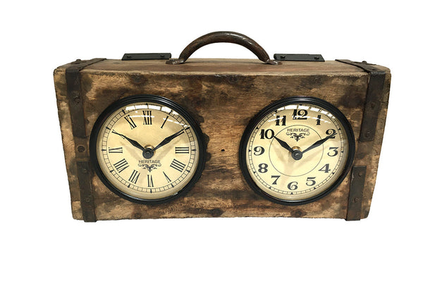 World Australia Table Clock Brick Mould Dual Dial Desk Clocks