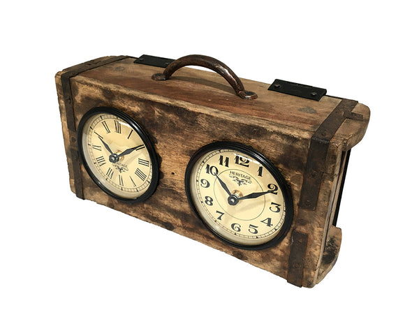 World Australia Table Clock Brick Mould Dual Dial Desk Clocks