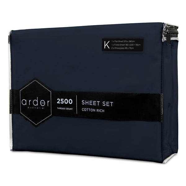 2500Tc Cotton Rich Sheet Sets Queen Dark Blue Sheets