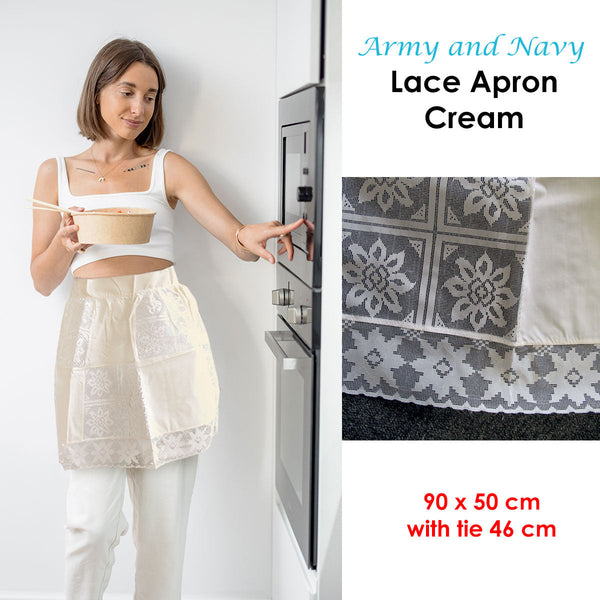 Army And Navy Lace Apron Cream Aprons