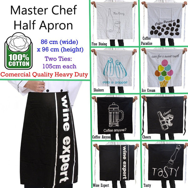 100% Cotton Master Chef Half Apron Heavy Duty Shakers Aprons