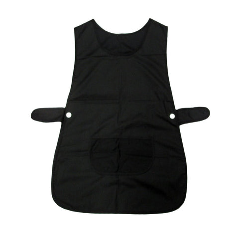 Ladies Women Side Button Tabard Apron 50X80 Cm Black Aprons