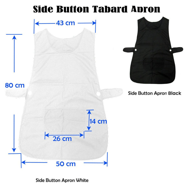 Ladies Women Side Button Tabard Apron 50X80 Cm Black Aprons
