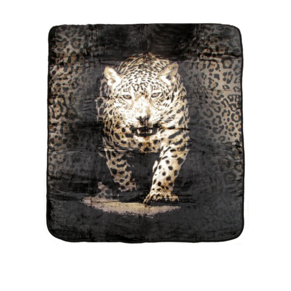 Soft 3D Animal Print Faux Mink Blanket Queen Leopard Blankets