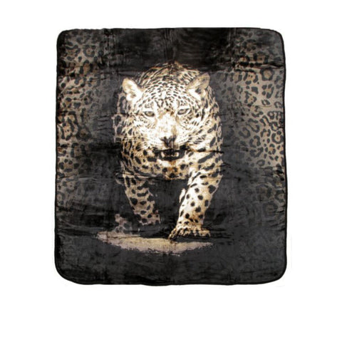 Soft 3D Animal Print Faux Mink Blanket Queen Leopard Blankets