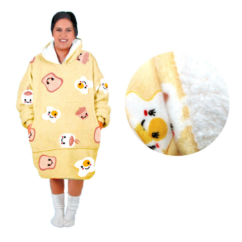 Hoodie Robes Assorted Brands Adult Women Comfy Warm Blanket Hoodie With Sherpa Fleece Reverse Yellow Brekkie Time