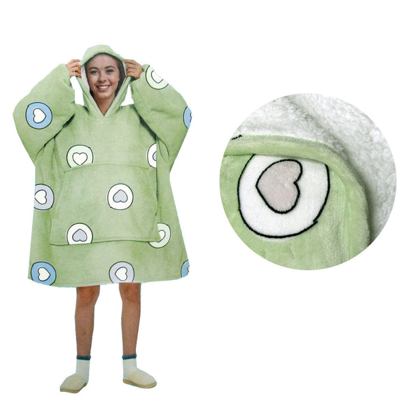 Blanket Hoodie With Sherpa Reverse Apple Hearts Blankets