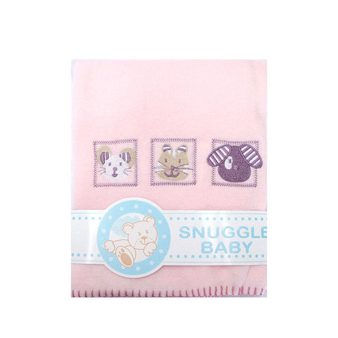 Animal Pink Embroidered Polar Fleece Baby Blanket 80 X 100 Cm