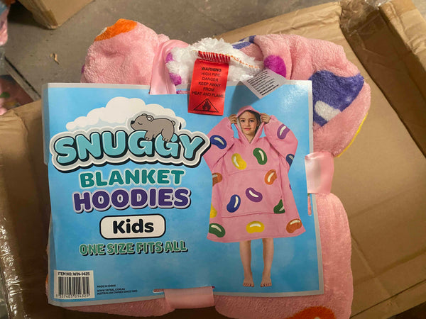 Girls Comfy Warm Blanket Hoodie With Sherpa Fleece Reverse Jelly Beans Blankets