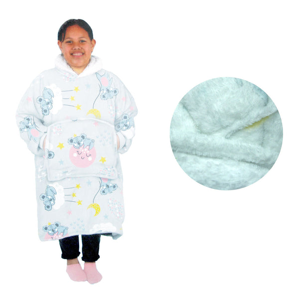 Girls Comfy Warm Blanket Hoodie With Sherpa Fleece Reverse Koala Blankets