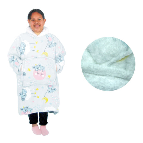 Girls Comfy Warm Blanket Hoodie With Sherpa Fleece Reverse Koala Blankets