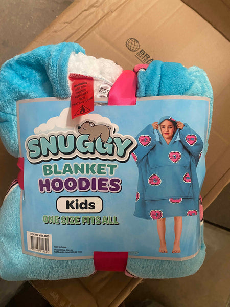 Girls Comfy Warm Blanket Hoodie With Sherpa Fleece Reverse Love Hearts Blankets