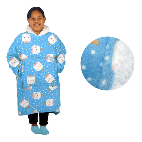 Girls Comfy Warm Blanket Hoodie With Sherpa Fleece Reverse Marshmallow Blankets