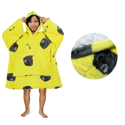 Blanket Hoodie With Sherpa Reverse Yellow King Kong