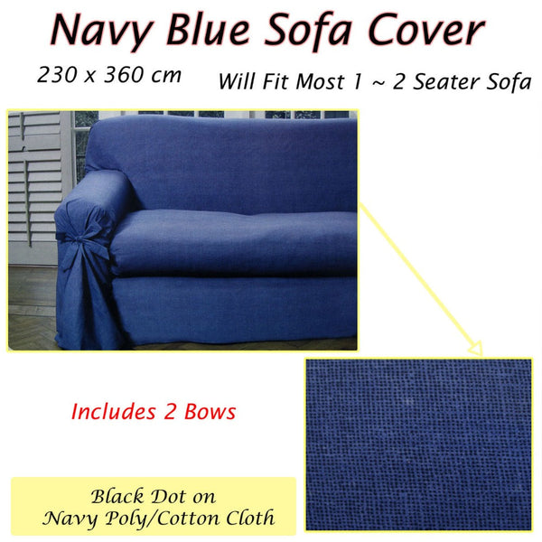 Navy Blue Dots Sofa Cover 1 To 2 Seater 230 X 360Cm Slipcovers