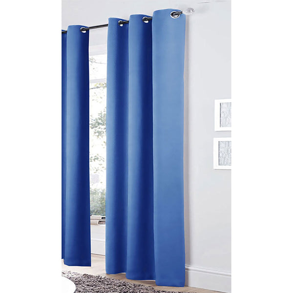 Bloomington Pair Of Easy Care Eyelet Curtains Blue 120 X 221 Cm Curtains & Drapes