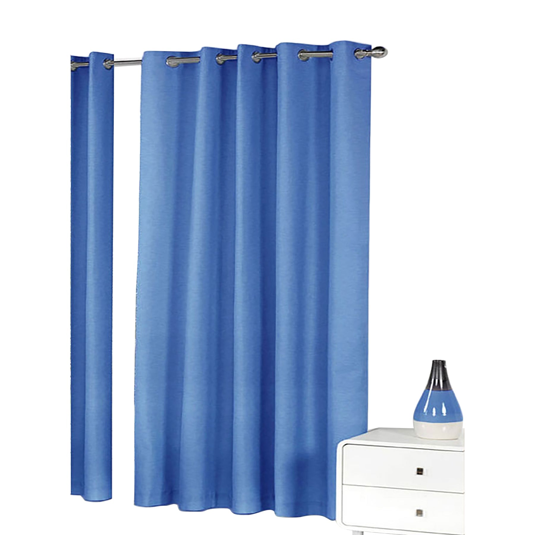 Bloomington Pair Of Easy Care Eyelet Curtains Blue 180 X 221 Cm Curtains & Drapes