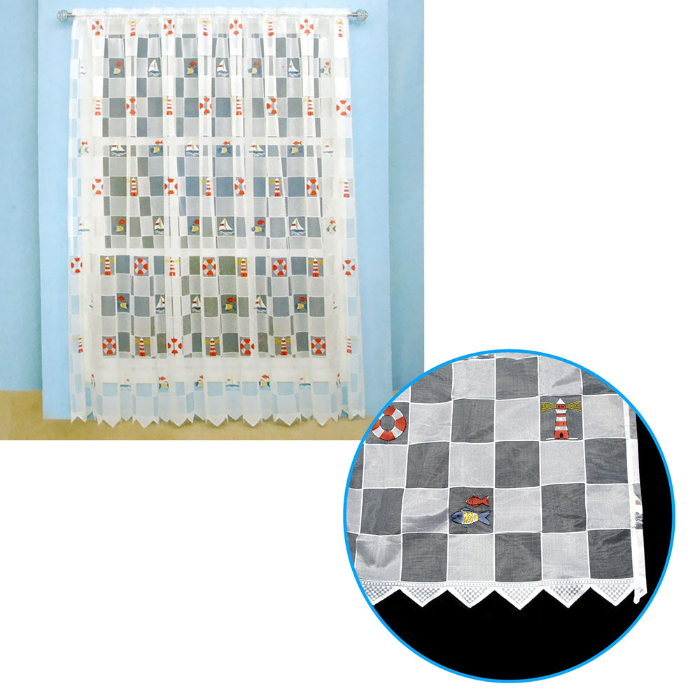 One Piece Kids Cutesheer Lace Curtain Under The Sea Sailing Boat Curtains & Drapes