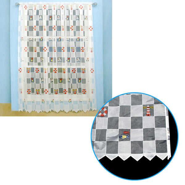 One Piece Kids Cutesheer Lace Curtain Under The Sea Sailing Boat Curtains & Drapes