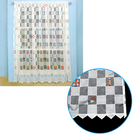 One Piece Kids Cutesheer Lace Curtain Under The Sea Sailing Boat Curtains & Drapes