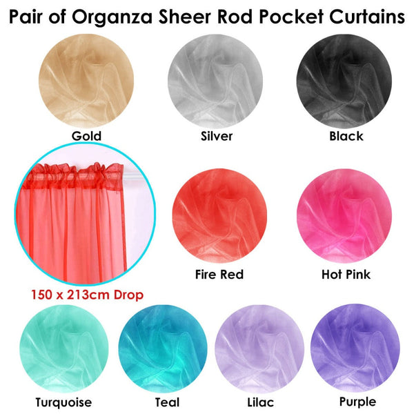 Pair Of Organza Sheer Rod Pocket Curtains