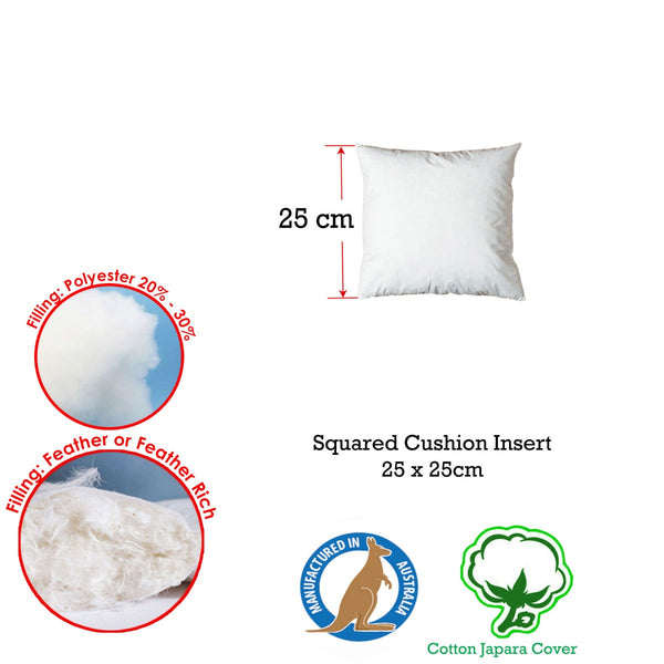 Duck Feather Rich Fill Cushion Inserter Square 25 X 25Cm Cushions & Decorative Pillows